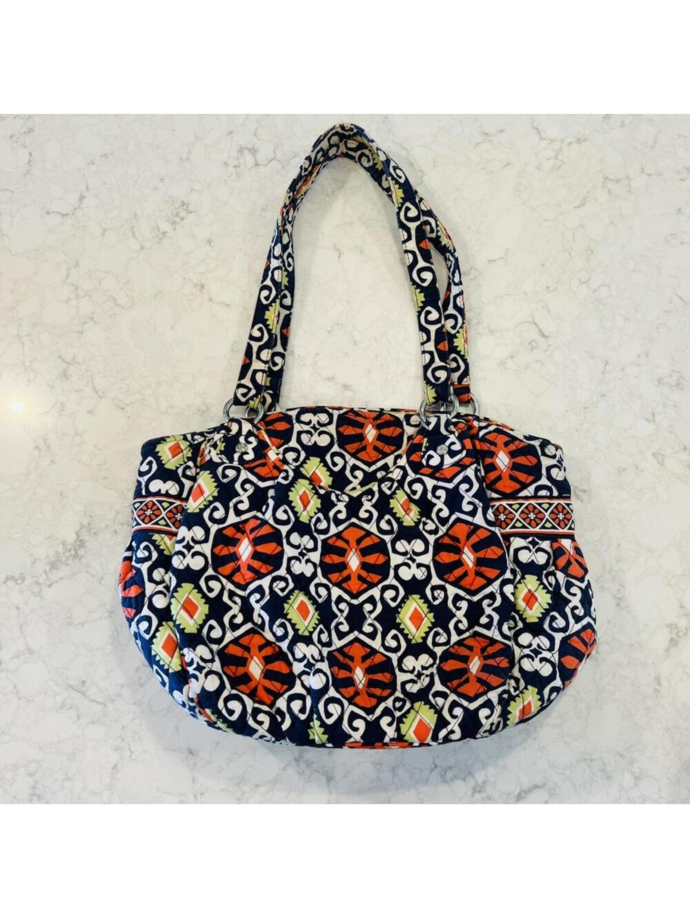 Vera Bradley Sun Valley Shoulder Purse Tote Bag Blue Orange